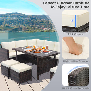 7 Pieces Wicker Patio Furniture Set-White view 6