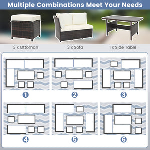 7 Pieces Wicker Patio Furniture Set-White view 7