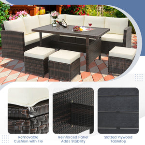 7 Pieces Wicker Patio Furniture Set-White view 9