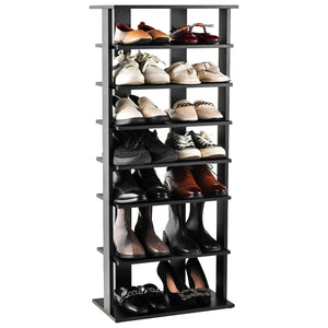 7-Tier Dual Shoe Rack Free Standing Shelves Storage Shelves Concise-Black