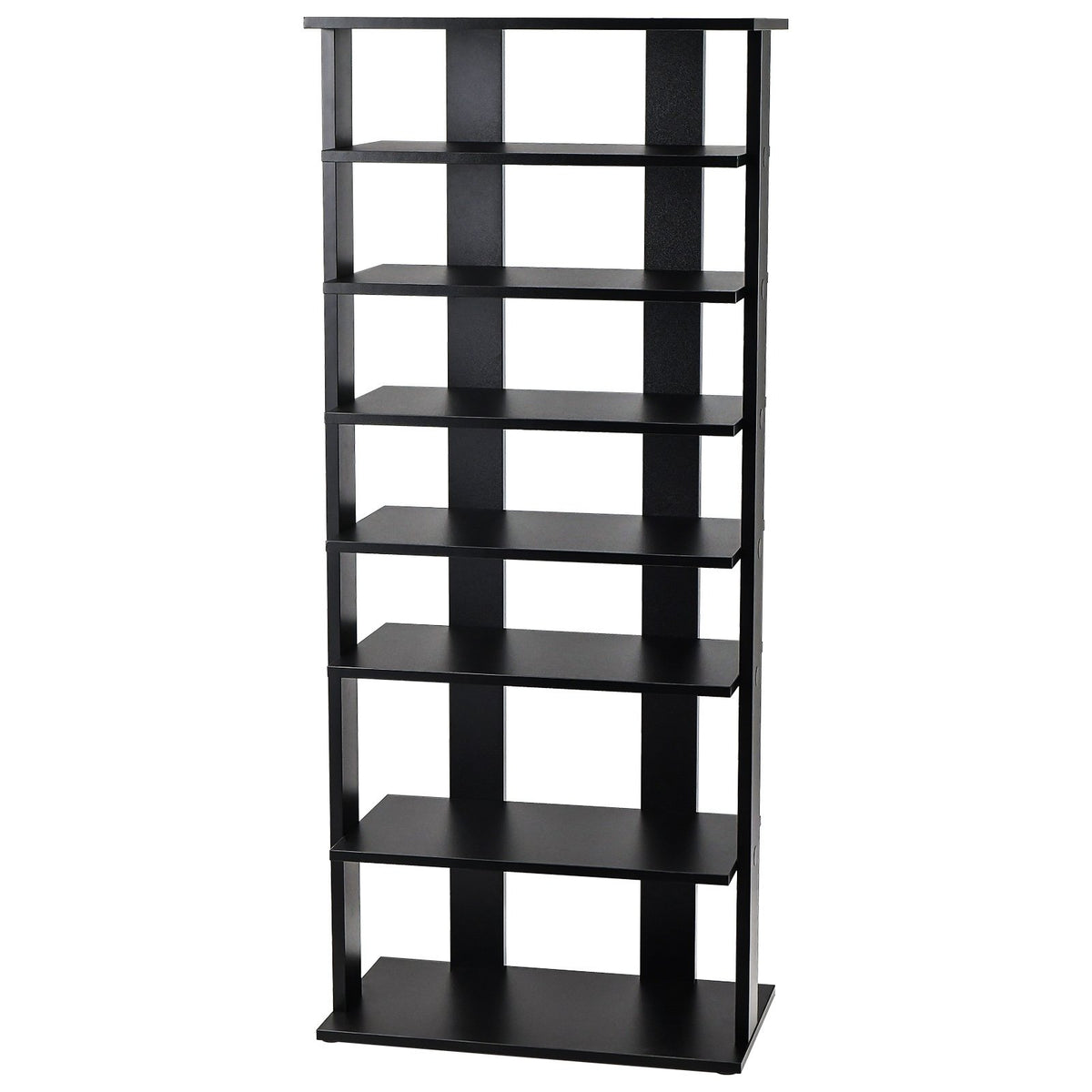 7-Tier Dual Shoe Rack Free Standing Shelves Storage Shelves Concise-Black view 4