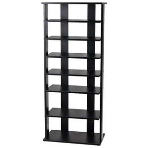 7-Tier Dual Shoe Rack Free Standing Shelves Storage Shelves Concise-Black view 4