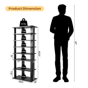 7-Tier Dual Shoe Rack Free Standing Shelves Storage Shelves Concise-Black view 5