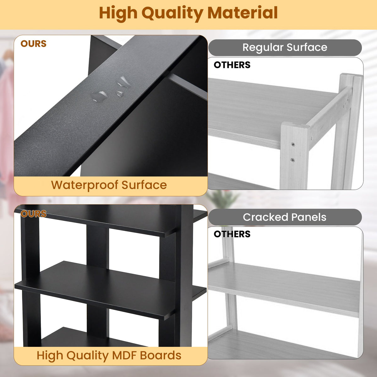7-Tier Dual Shoe Rack Free Standing Shelves Storage Shelves Concise-Black view 7