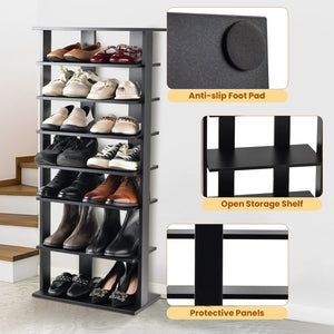7-Tier Dual Shoe Rack Free Standing Shelves Storage Shelves Concise-Black view 8