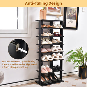 7-Tier Dual Shoe Rack Free Standing Shelves Storage Shelves Concise-Black view 9