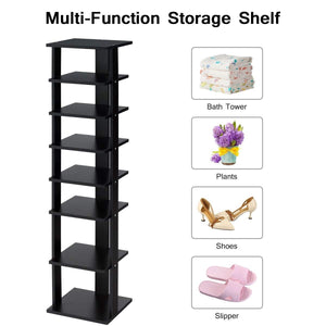 7-Tier Shoe Rack Practical Free Standing Shelves Storage Shelves-Black view 6