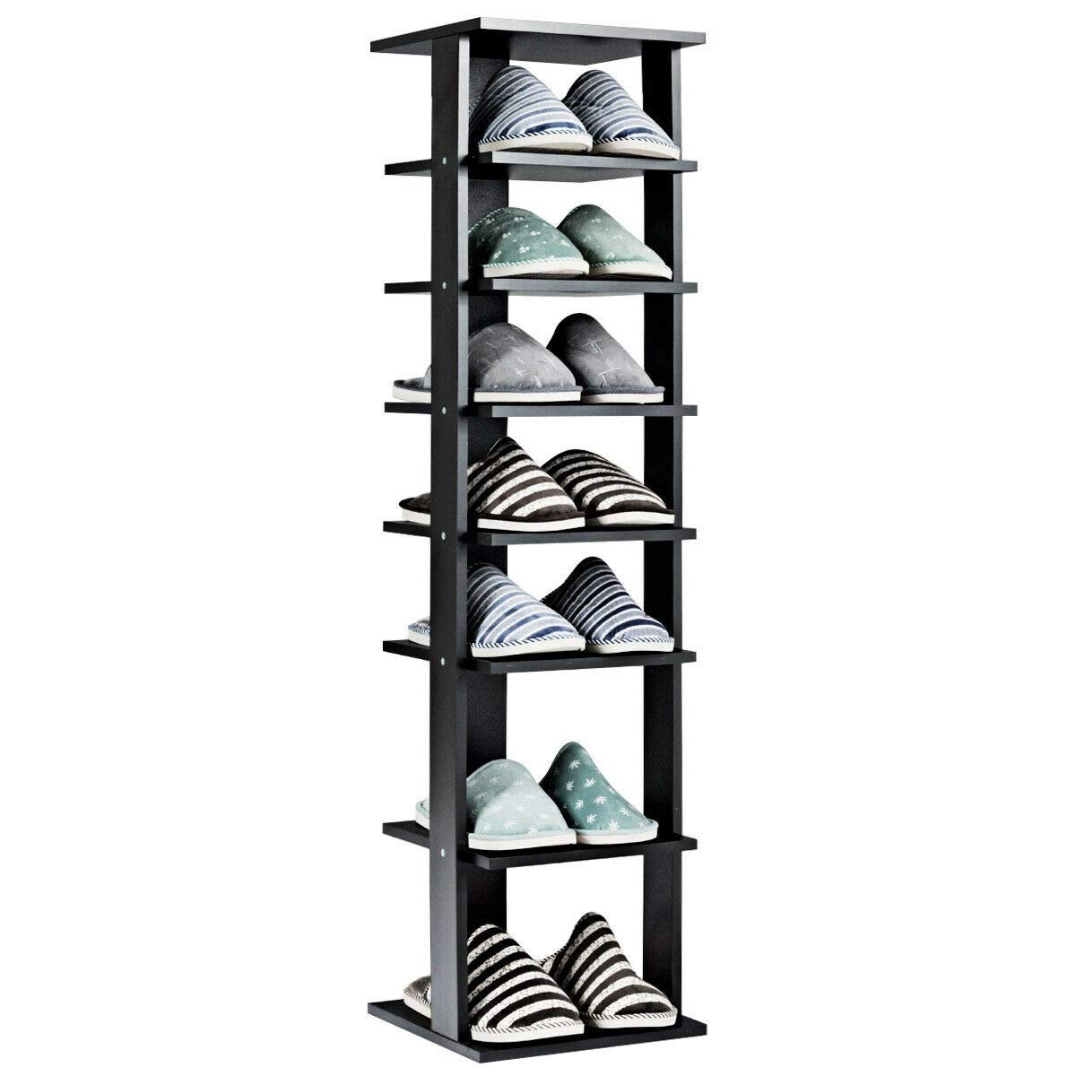 7-Tier Shoe Rack Practical Free Standing Shelves Storage Shelves-Black view 9