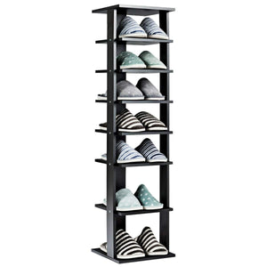 7-Tier Shoe Rack Practical Free Standing Shelves Storage Shelves-Black view 9