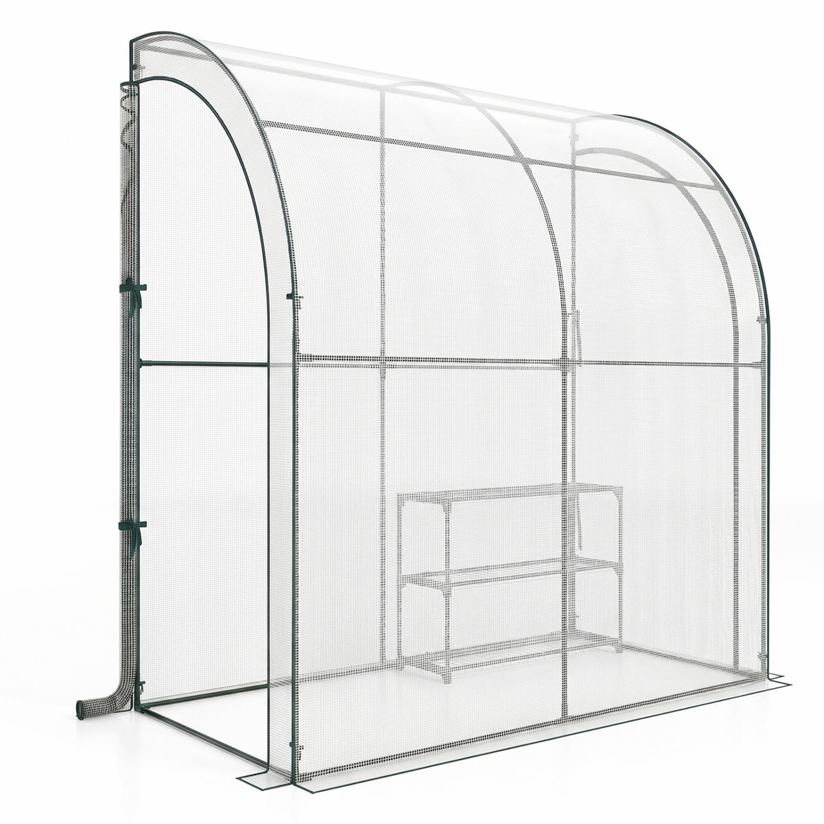 7 x 3.5 x 7 Feet Lean-to Greenhouse with Flower Rack-White view 3