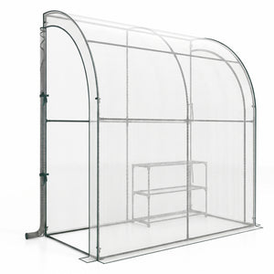 7 x 3.5 x 7 Feet Lean-to Greenhouse with Flower Rack-White view 3