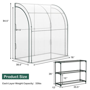 7 x 3.5 x 7 Feet Lean-to Greenhouse with Flower Rack-White view 4