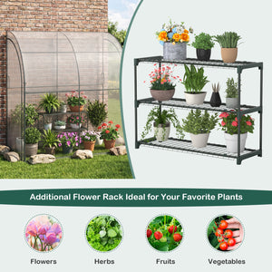 7 x 3.5 x 7 Feet Lean-to Greenhouse with Flower Rack-White view 6