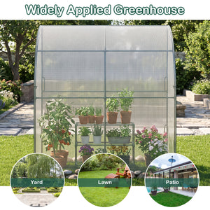 7 x 3.5 x 7 Feet Lean-to Greenhouse with Flower Rack-White view 9