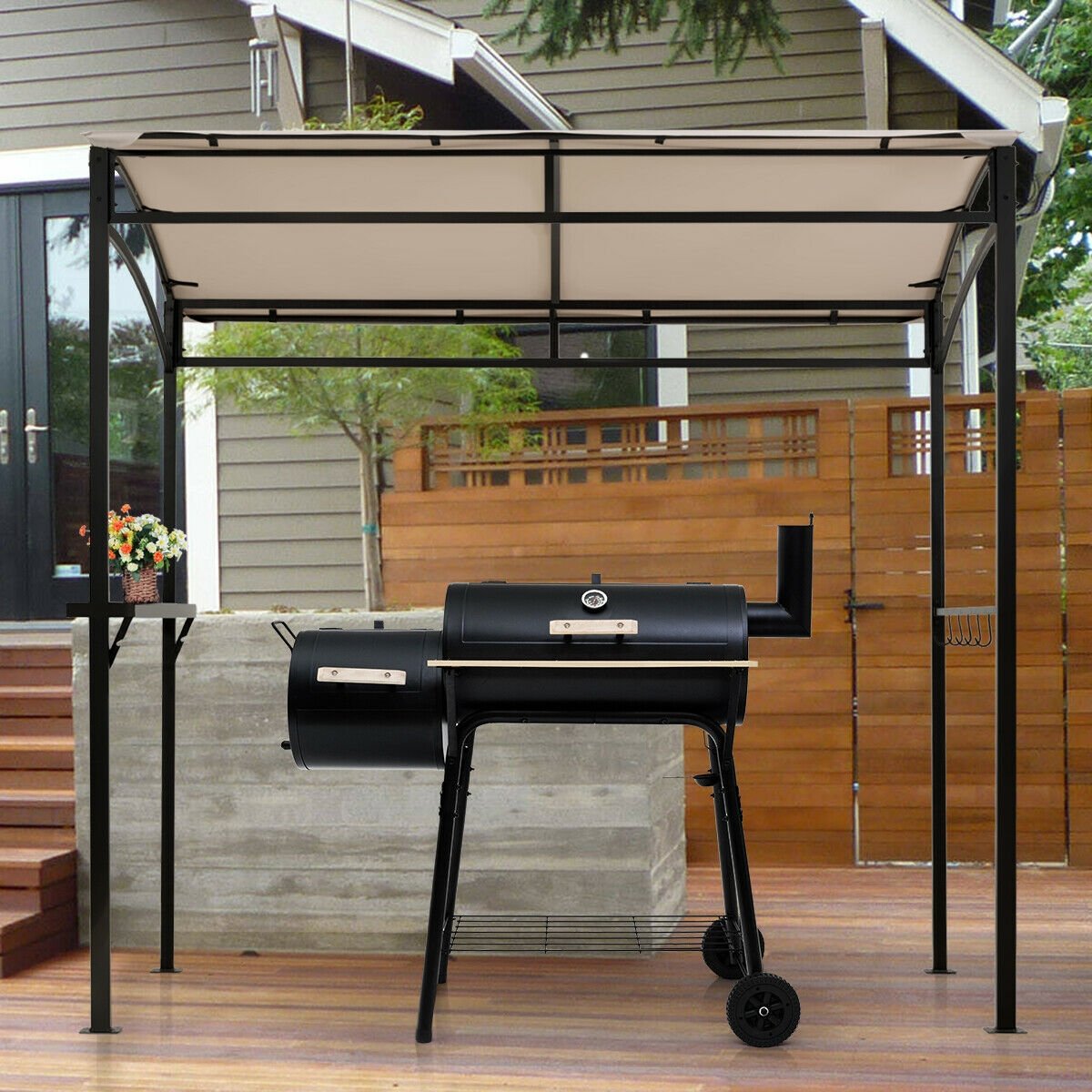 7 x 4.5 Feet Grill Gazebo Outdoor Patio Garden BBQ Canopy Shelter-Beige view 3