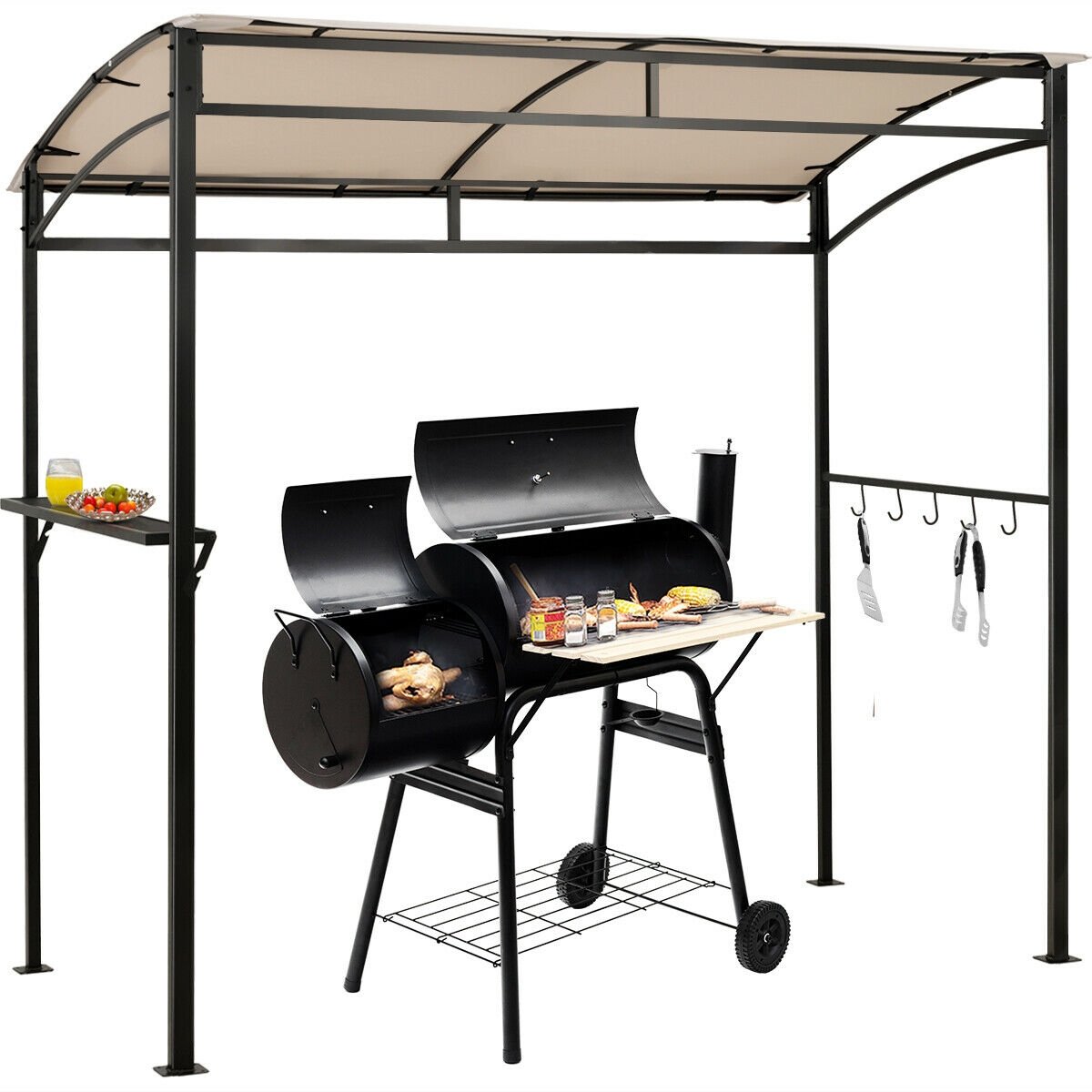 7 x 4.5 Feet Grill Gazebo Outdoor Patio Garden BBQ Canopy Shelter-Beige view 4
