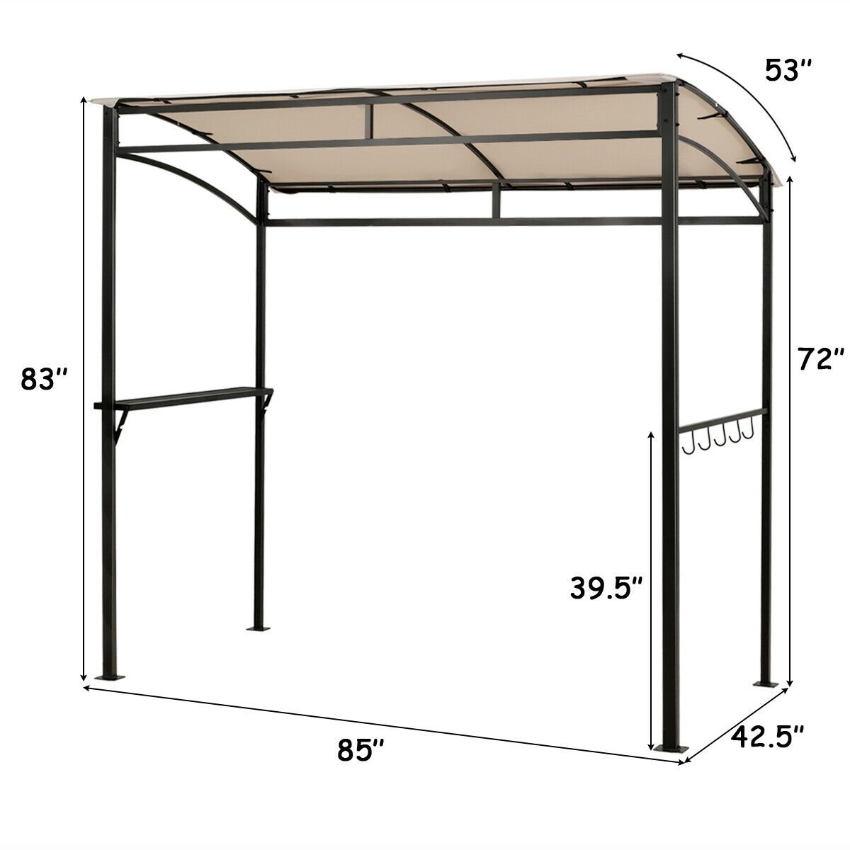 7 x 4.5 Feet Grill Gazebo Outdoor Patio Garden BBQ Canopy Shelter-Beige view 5