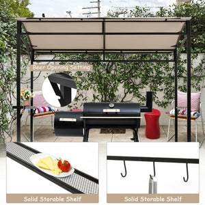 7 x 4.5 Feet Grill Gazebo Outdoor Patio Garden BBQ Canopy Shelter-Beige view 9