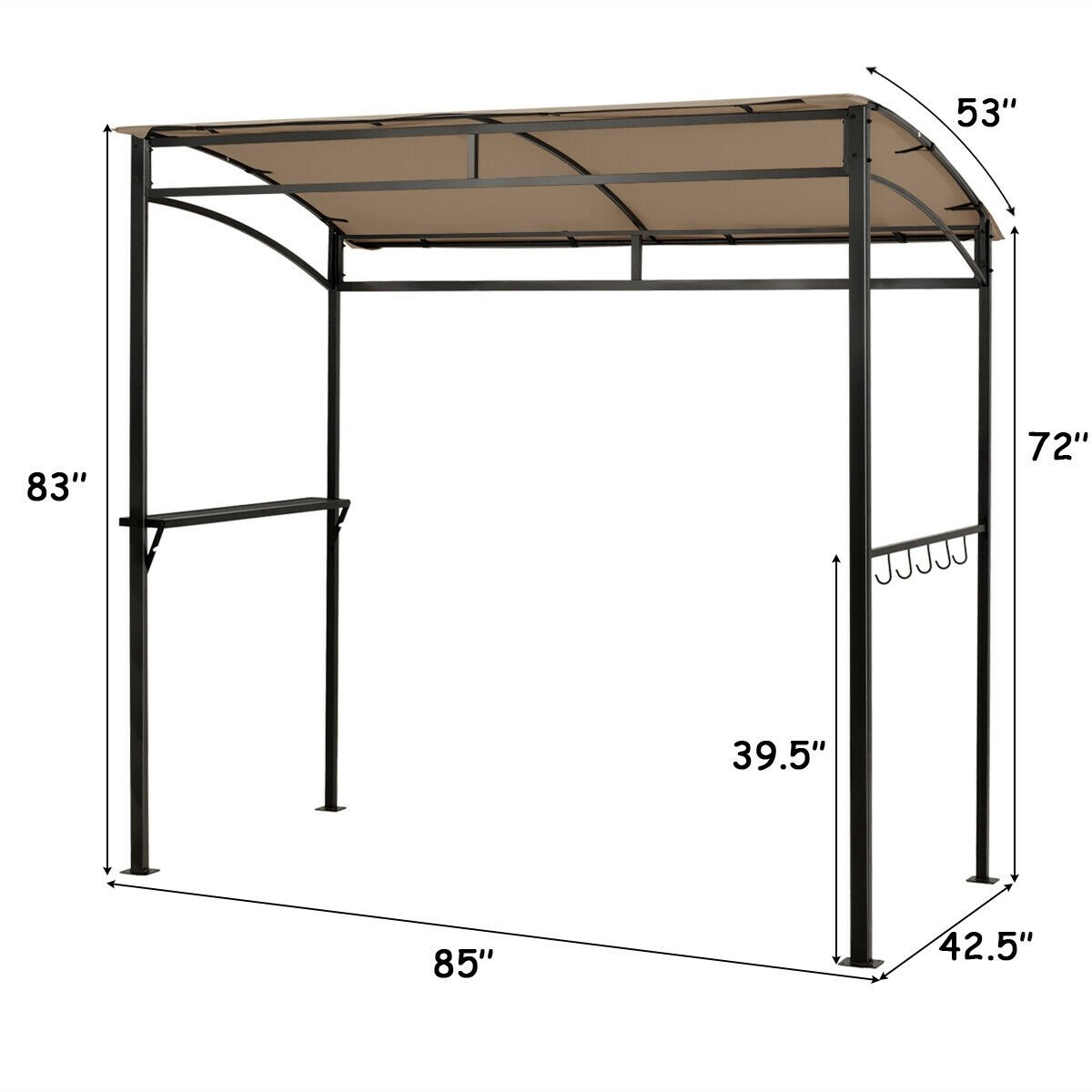 7 x 4.5 Feet Grill Gazebo Outdoor Patio Garden BBQ Canopy Shelter-Brown view 5