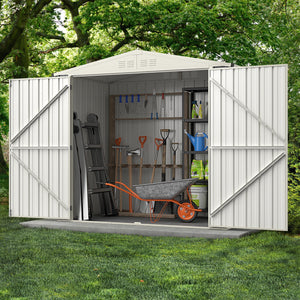 7 x 4 Feet Metal Outdoor Storage Shed with Lockable Door-Gray view 3
