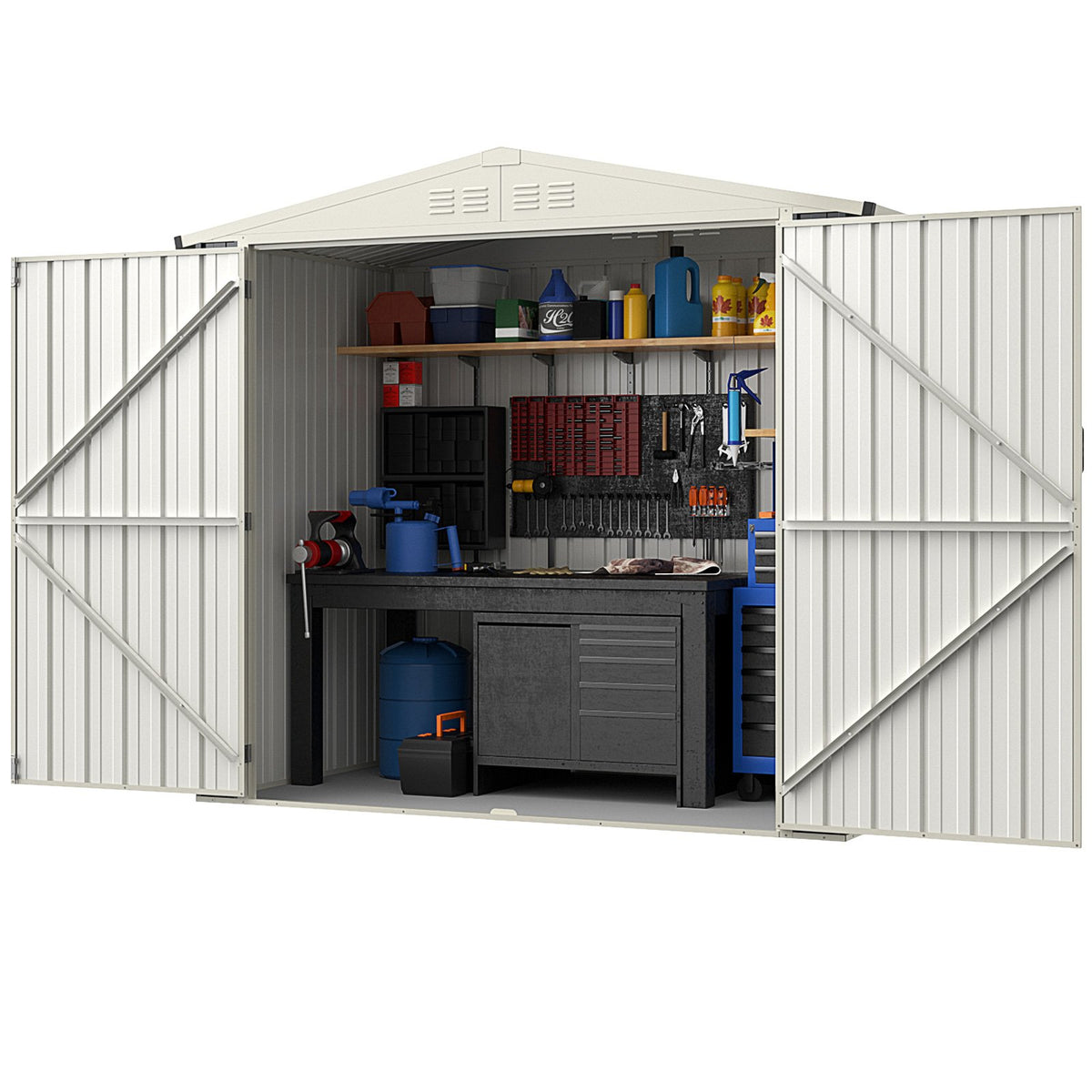 7 x 4 Feet Metal Outdoor Storage Shed with Lockable Door-Gray view 4