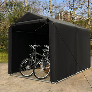 7 x 5.2FT Storage Shelter Outdoor Bike Tent with Waterproof Cover and Zipper Door-Gray view 2