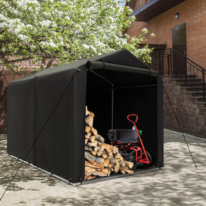 7 x 5.2FT Storage Shelter Outdoor Bike Tent with Waterproof Cover and Zipper Door-Gray view 3