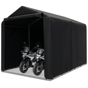 7 x 5.2FT Storage Shelter Outdoor Bike Tent with Waterproof Cover and Zipper Door-Gray view 7
