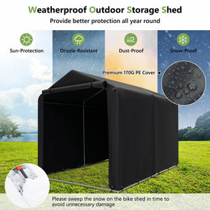 7 x 5.2FT Storage Shelter Outdoor Bike Tent with Waterproof Cover and Zipper Door-Gray view 9