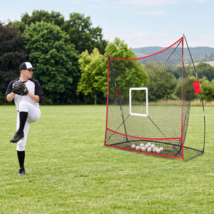 7 x 7.4 FT Baseball Practice Net with 2 Strike Zones and Large Ball Collection System view 3