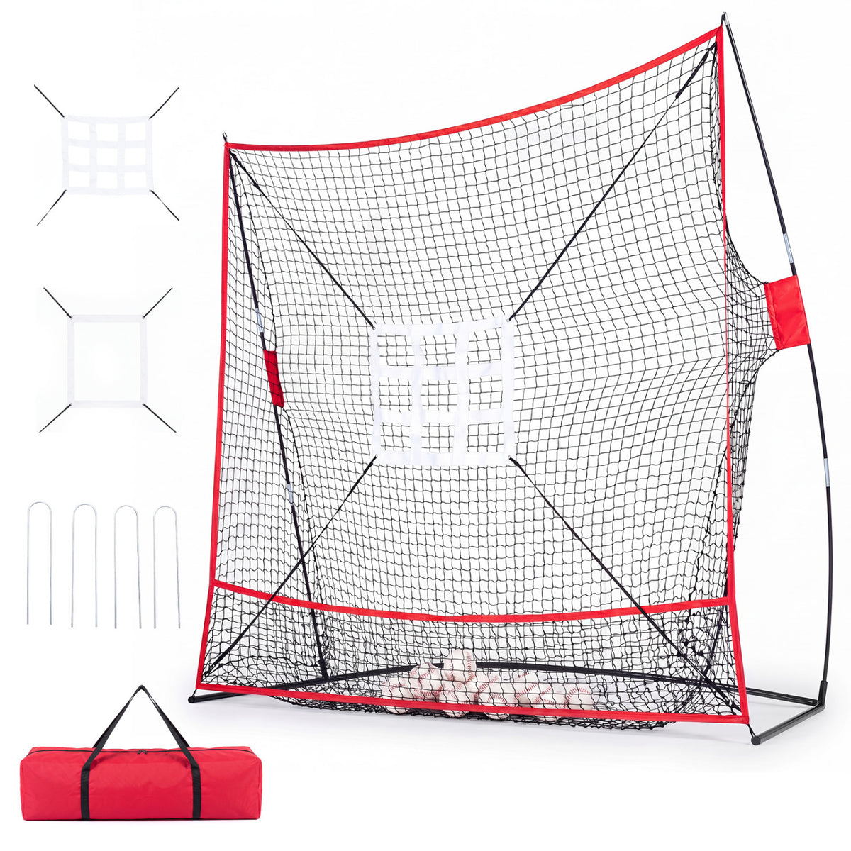 7 x 7.4 FT Baseball Practice Net with 2 Strike Zones and Large Ball Collection System view 4