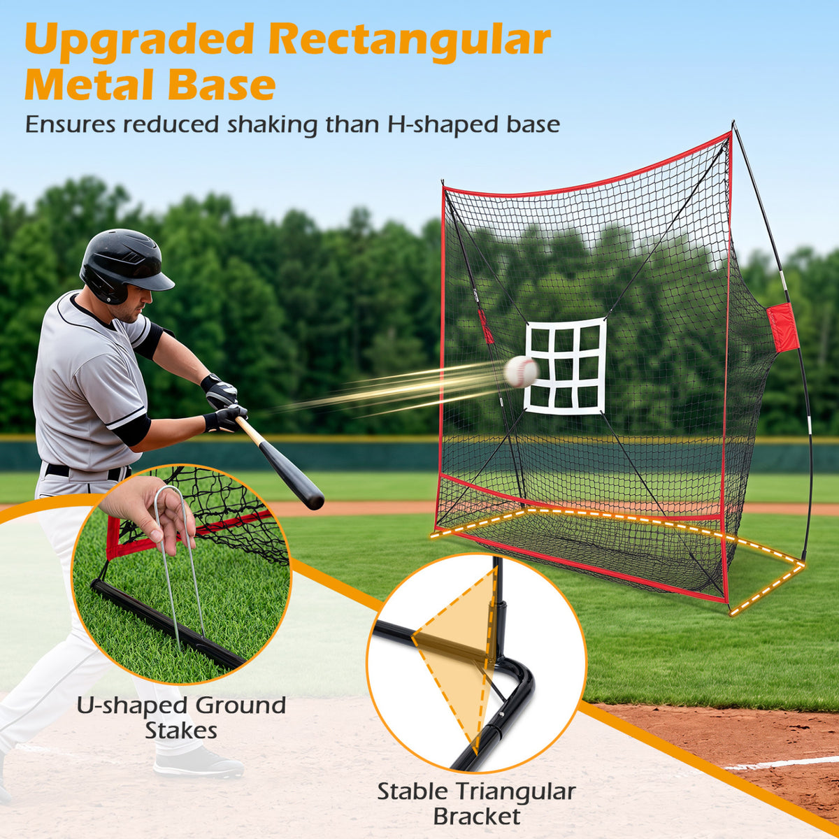 7 x 7.4 FT Baseball Practice Net with 2 Strike Zones and Large Ball Collection System view 6