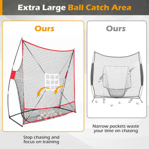 7 x 7.4 FT Baseball Practice Net with 2 Strike Zones and Large Ball Collection System view 7