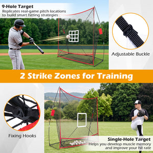 7 x 7.4 FT Baseball Practice Net with 2 Strike Zones and Large Ball Collection System view 8