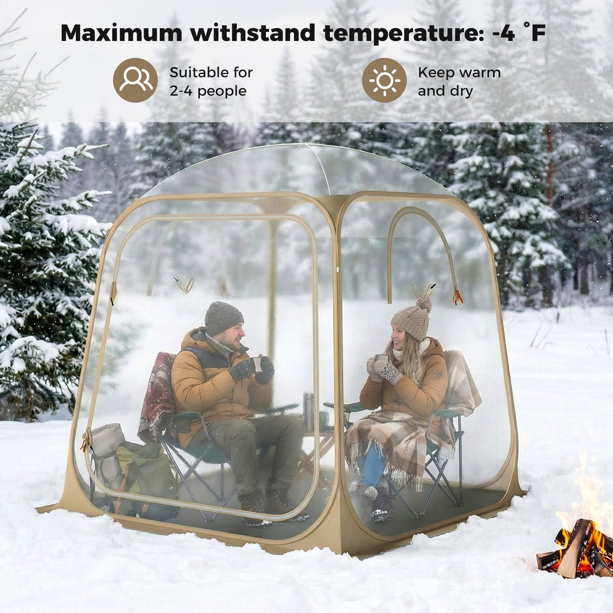 7 x 7 FT Pop Up Sports Tent Clear Bubble Tent All-Weather Waterproof Pod with Sealed Floor view 5