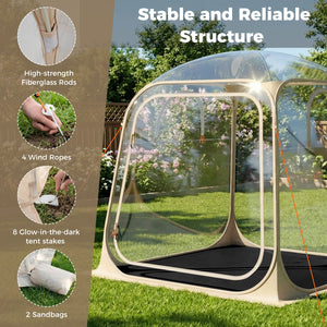 7 x 7 FT Pop Up Sports Tent Clear Bubble Tent All-Weather Waterproof Pod with Sealed Floor view 7