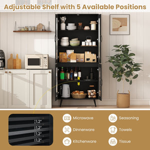 70.5 inch Tall Kitchen Pantry Cabinet Cupboard with 4 Transparent Doors-Black view 9