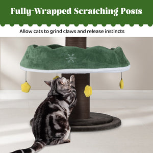 70.5 Inches Tall Christmas Cat Tree with 3 Plush Platforms-Green view 9