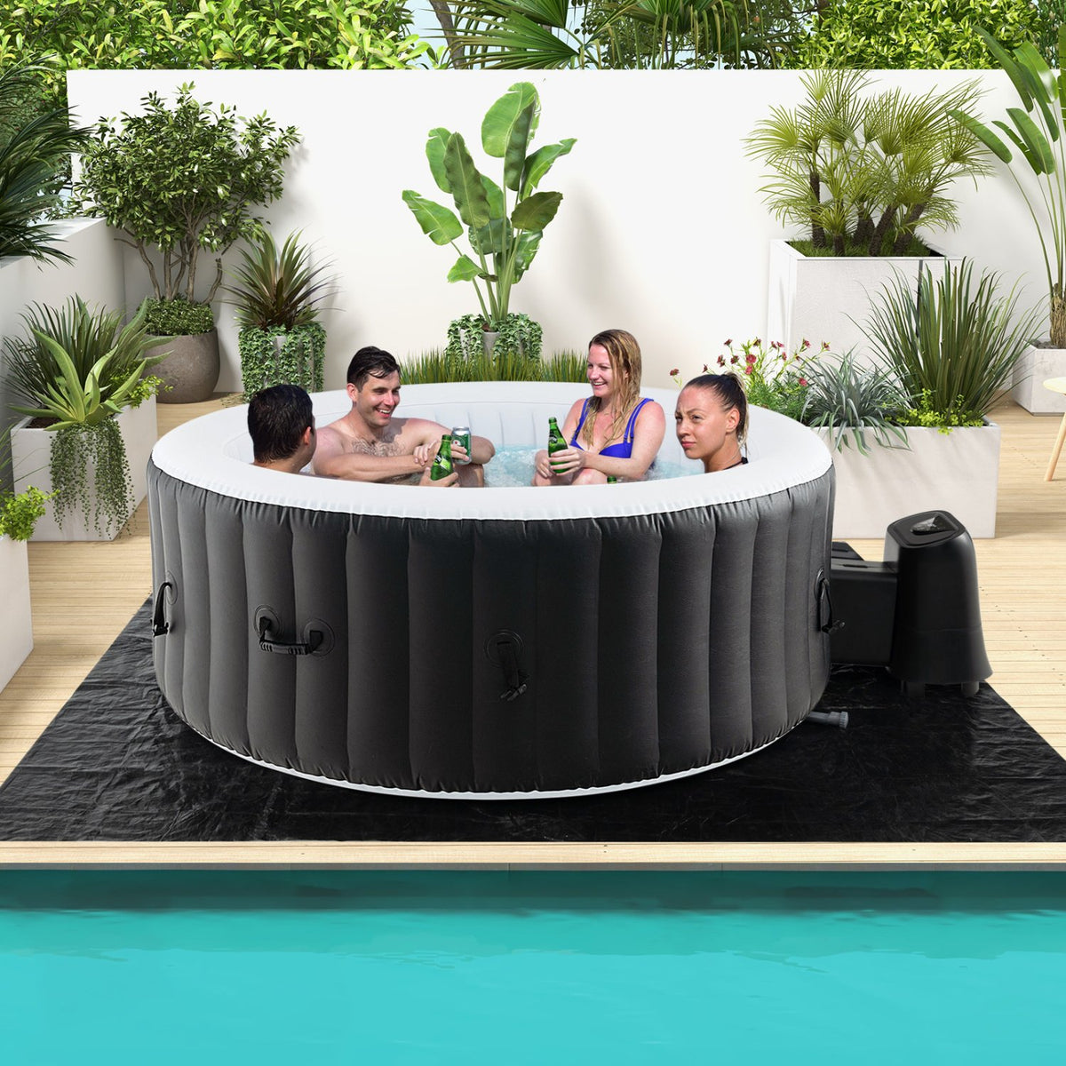 70/80 Inches Round SPA Pool Hottub with 110/130 Air Jets Electric Heater Pump-L view 2