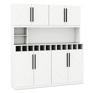 70 Inch Farmhouse Pantry Cabinet Kitchen Buffet Hutch with 4 Cabinets and 2 Open Shelves-White view 4