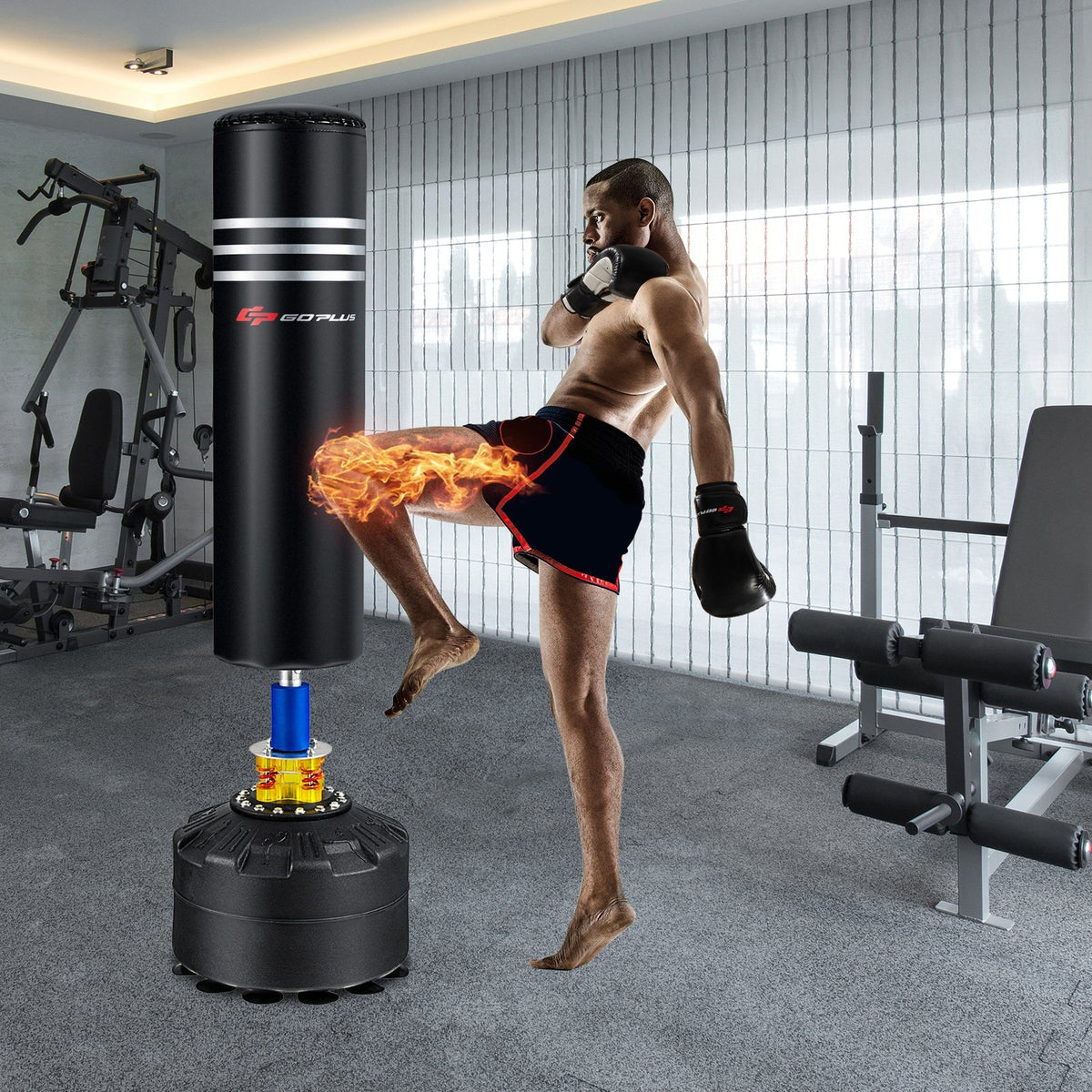 70 Inch Freestanding Punching Boxing Bag with 12 Suction Cup Base view 2