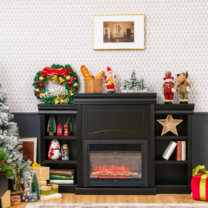 70 Inch Modern Fireplace Media Entertainment Center with Bookcase-Black view 8