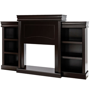 70 Inch Modern Fireplace Media Entertainment Center with Bookcase-Brown view 8