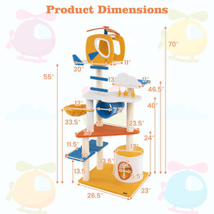 70 Inch Tall Aviation-themed Cat Tree with Helicopter Top Perch and Platforms-Yellow view 5