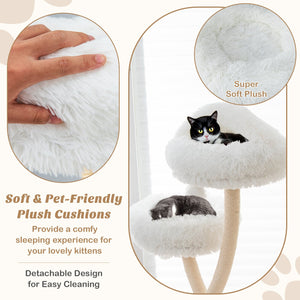 70 Inch Tall Cat Tree 4-Layer Cat Tower with 3 Perches and Dangling Balls-Beige view 7