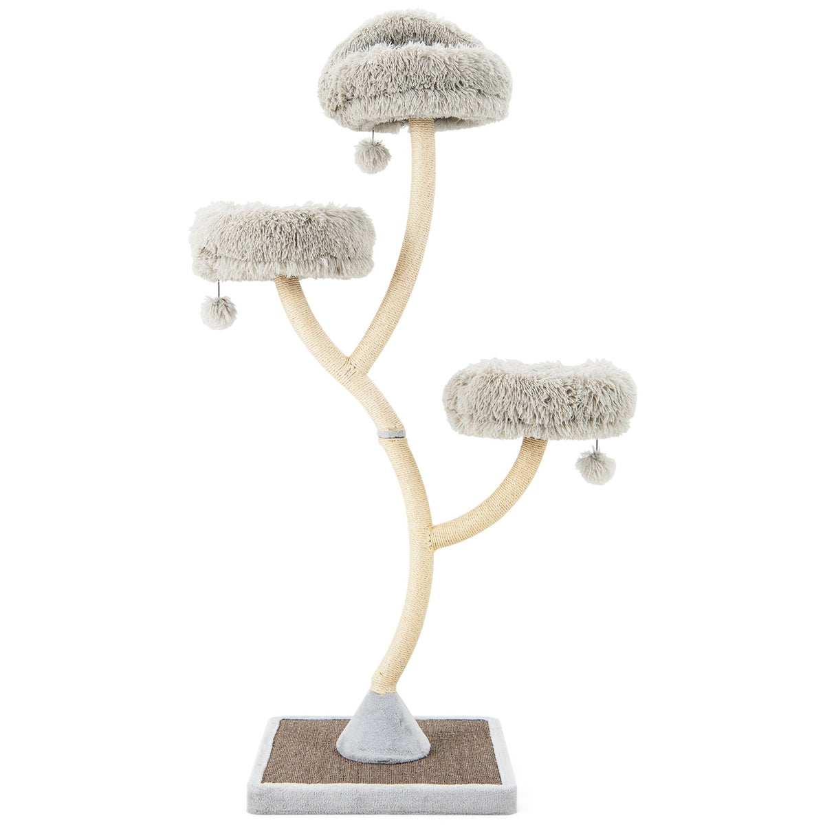 70 Inch Tall Cat Tree 4-Layer Cat Tower with 3 Perches and Dangling Balls-Gray view 4