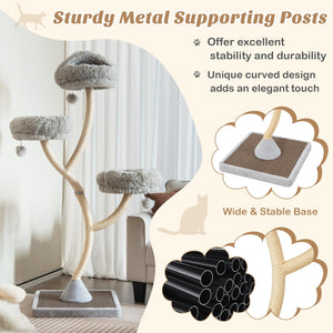 70 Inch Tall Cat Tree 4-Layer Cat Tower with 3 Perches and Dangling Balls-Gray view 6