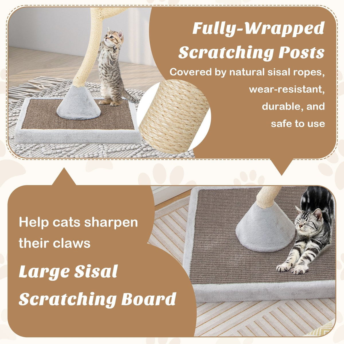 70 Inch Tall Cat Tree 4-Layer Cat Tower with 3 Perches and Dangling Balls-Gray view 8
