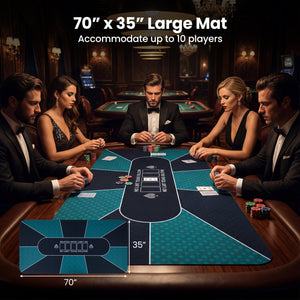 70 x 35 Inch Poker Table Top with Water-repellent Surface for 10-Player-Green view 9