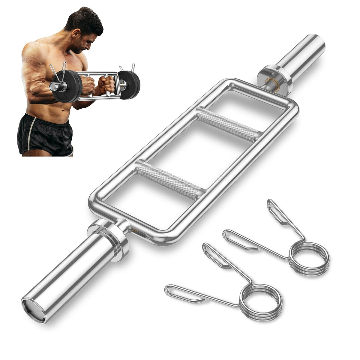 700 LBS Olympic Triceps Bar with Knurled Handles for Squats, Deadlifts, Shrugs view 4